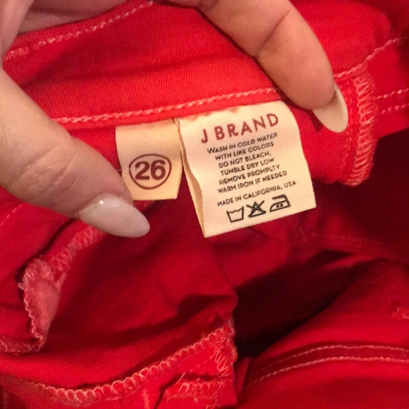 J brand jeans red with silver zipper - Picture 4 of 7